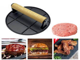 Masher Humburger 6.3in Round With Heat Wood Handle Metal Grill For BBQ Humburger Meat Steak V1369-AZ3-W-17532