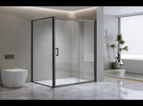 Adjustable 1500x1010mm Single Door Corner Sliding Glass Shower Screen in Black V63-846231