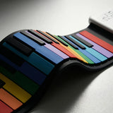 49-Key Rainbow Roll-Up Piano Silicone Waterproof Soft Keyboard, Foldable Portable, Music V1232-ZDGQ-49J-001