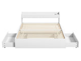 Artiss Bed Frame King Single Size with Charging Ports and 2 Drawers AURA WBED-F-AURA-KS-WH-AB