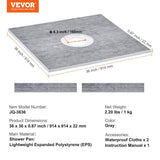 Shower Curb Kit, 914x914mm Shower Pan Kit with 160mm Central Drain, Lightweight EPS Shower V952-LYAZDB3636YCVU1CGV0