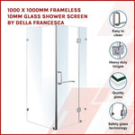 1000 x 1000mm Frameless 10mm Glass Shower Screen By Della Francesca V63-830361