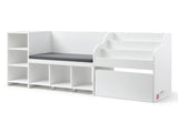 Keezi Kids Storage Unit Bookshelf Toy Box Organiser Bench Seat Cabinet 170cm White FURNI-N-BOOK-170-WH-AB