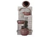 Gardeon Solar Fountain Water Feature Pot Outdoor Indoor 4-Tier Cascading Brown FOUNT-B-BOWL-4LVL-BR