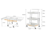 Levede 3 Tier Kitchen Trolley Cart Swivel White Colour KT0200-WH