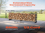 Firewood Rack with Waterproof Cover, 2.57m Outdoor Firewood 1/2 Cord Storage Metal Log V952-HWDCJ8FTPSYG1JYW6001V0