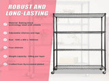 Modular Wire Storage 120x60cm Steel Shelving Black With Wheels For Garage Warehouse Or Kitchen V63-841351