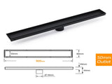 WaterMark Matt Black 900mm Tile Insert Shower Grate Floor Drain 50mm Flow Waste V1233-LGTI01900DP