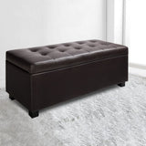 Artiss Storage Ottoman Blanket Box 97cm Leather Brown OTM-L2-BR