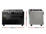 Devanti 90cm Dual Fuel Cooker Gas Cooktop Electric Oven 5 Burner FDO-GAS-5B-BK