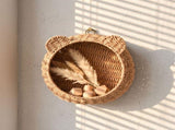 Cute Bear Ear Wall Hanging Basket, Hand Woven Paper Rope Storage Organizer, Multifunctional Wall V1369-AZ3-W-15355