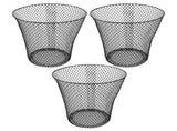 3Pcs Office Waste Basket Black Mesh Trash Can Metal Storage Bin Sturdy Iron Construction V1192-AZ-W-32819