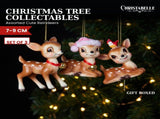 Christabelle 3 Reindeer Christmas Ornaments Assorted Cute Novelty Figures 9cm Xmas Tree Decorat 112_SHD2004