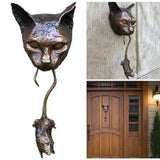 Cat and Mouse Wall Hangings Decor Cat Wall Mounted Sculpture Door Knocker Resin Statue Decoration V1369-AZ3-W-03109