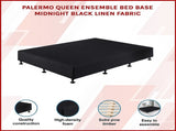 Palermo Queen Ensemble Bed Base Midnight Black Linen Fabric V63-823181