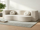Artiss Folding Sofa Bed Floor Couch 2-in-1 Convertible Futon Loveseat Beige SB-B-SOFA-FD-BG