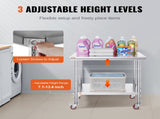 Stainless Steel Work Table 36x24 Inch with 4 Wheels Commercial Food Prep Worktable with Casters V952-SYGZT36X24INDJL01V0