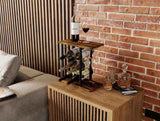CARLA HOME Wine Rack Countertop Wooden & Metal Holder for 6 Bottles & 2 Glasses LSB-36089
