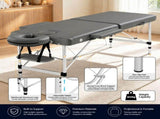 Zenses Massage Table 55cm Portable 2 Fold Aluminium Beauty Bed Grey MT-ALUM-2FOLD-GR-55