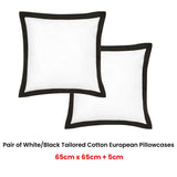 Accessorize Pair of White/Black Tailored Hotel Deluxe Cotton European Pillowcases V442-HIN-PILLOWC-HOTELTAILORED-WHITEBLACK-EU