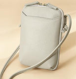 Beige Premium Leather Mini Crossbody Phone Bag - Stylish Multi-Pocket Organizer for Women V888-ELOSUNG27835