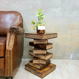 Side Table, corner Stool, Plant Stand Raintree Wood Natural Finish-Book V277-BOOKSTKPL