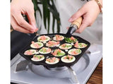 14-Hole Takoyaki Pan, Non-Stick Cast Iron Octopus Meatball Mold, Detachable Handle V1263-JX-2983