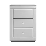 Artiss Bedside Table 3 Drawers Mirrored - PRESIA Silver MF-BT-7181-SR