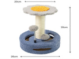 Blue And Grey Sunflower Cat Scratching Post - 35cm Sisal Cat Tree with Plush Toys for Small Cats V888-ELOSUNG23627