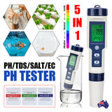 Set 7 In 1 and 5 in 1 PH Meter TDS/EC/Salt/Temp Water Quality Monitor Tester Pen V201-BCZ1110X2