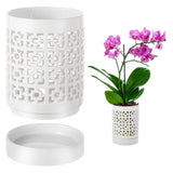 Orchid Pot with Holes Ceramic Plant Pots Outdoor Indoor Flower Pots for Repotting with Drainage and V1370-AZ4-10510