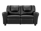 Keezi Kids Recliner Chair Double PU Leather Sofa Lounge Couch Armchair Black KID-RECLINER-DOUBLE-BK