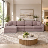 5-Piece Pink Modular Corduroy Sofa with Storage Chaise V43-SOF-IRS-PK