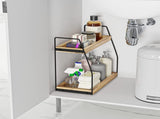 CARLA HOME 2-Tier Wooden Coffee Station Rack Organizer for Coffee Bar, Condiments, Syrups, Storage V178-36176