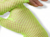 24 Pair Fishnet Gloves Fingerless Wrist Length 70s80s Costume Party Fluro Yellow V563-24PCS-18510-FLUROYELLOW