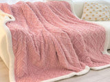 Pink 180*200cm Double Blanket, Taffeta Fleece Blanket, Thick Winter Quilt, Lambswool Coral Fleece V888-ELOSUNG50043
