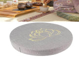 Embroidery Linen Cushion Thickened Round Straw Yoga Mat Home Balcony Seating CushionGray 1 V1294-YM0901-3111200222112