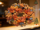 Christmas decorative wreath45 cm in diameter, adorned with Yellow pumpkins, pinecones, and maple V888-ELOSUNG56815