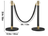 Crowd Control Stanchion, Set of 6 Pieces Stanchion Set, Stanchion Set with 5 ft/1.5 m Black Velvet V952-GLZHSHRSJTHG69AV4V0