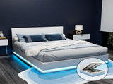 Artiss Bed Frame Double Size LED Gas Lift White LUMI BFRAME-E-LUMI-D-WH-ABC