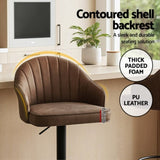 Artiss 4x Bar Stools Kitchen Swivel Gas Lift Counter Chair Shell Leather Brown BA-K-256-BRX4