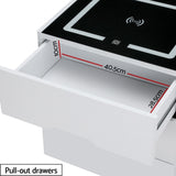 Artiss Smart Bedside Table 3 Drawers with Wireless Charging Ports LED White ADAD FURNI-E-BS-LED-01-WH
