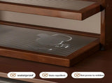 3-Tier Bamboo & Acrylic Desktop Storage Rack, Wooden Tea Set & Coffee Mug Display Shelf for Kitchen, V1366-AZ2-W-12701