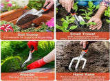 Garden Tools Set, 8 Piece Gardening Tools Set with Non Slip Ergonomic Handle Trimmer Shoulder Strap V1258-DP02-C-940