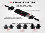 Inline Fuel Filter 10 Micron with 6AN 8AN 10AN Adapter&Bracket Clamp 50MM Universal V1258-DP02-C-3099