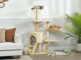 CARLA HOME 134cm Cat Tree for Indoor Cats with Hammock, Plush Perch & Sisal Scratching Posts for V178-36379