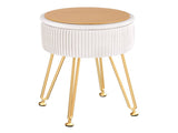Artiss Ottoman Storage Foot Stool Vanity Velvet Round White FS-B-ST03-VEL-WH