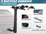 3 Bike Rack Bicycle Car Rear Carrier 2" Steel Foldable Steel Hitch Mount Towbar V610-CYC-TOW-BI3