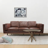 3 Seater Faux Sofa Brown Lounge Set for Living Room Couch with Wooden Frame V43-SOF-YOKBR3S