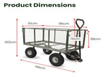 Wallaroo Steel Mesh Garden Trolley Cart 300kg Capacity Wheel - Hammer Grey GMC-H38-HM